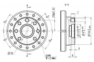 10kg Payload 1671mm Robotic Arm QJR10-1 End Installation Dimension Drawing