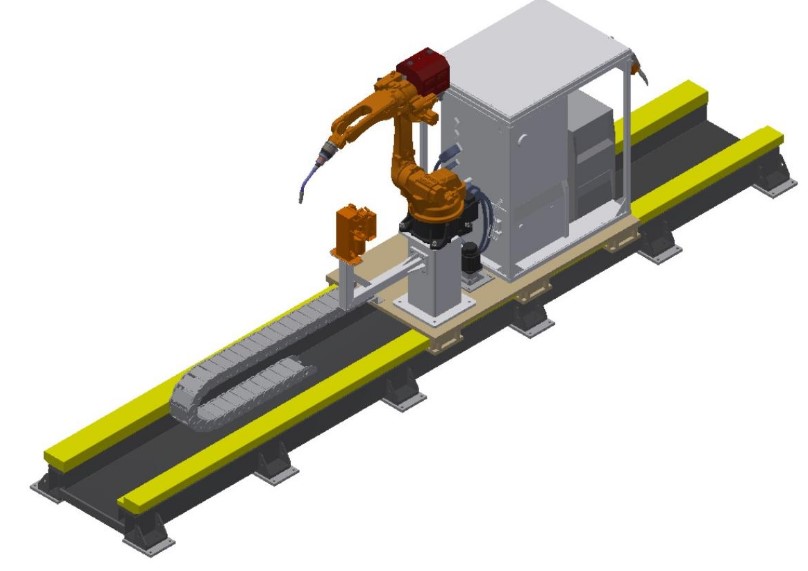 Стандартная конфигурация формальной сварочной роботизированной системы с заземляющим рельсом